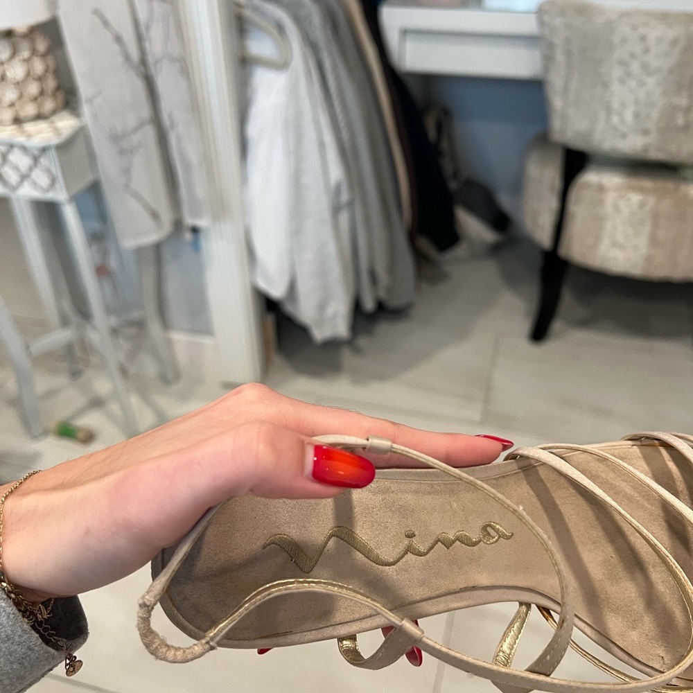 Nina Cream Strappy Heels with Slingback Design - Picture 3 of 4